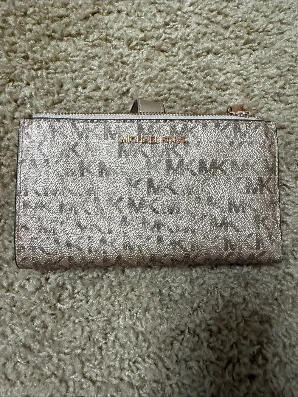 Michael Kors Metallic Rose Gold Zip-Around Wallet